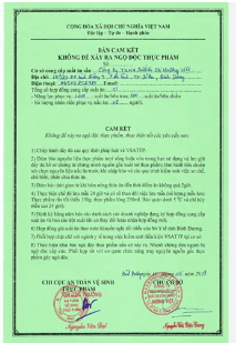 GIẤY CHỨNG NHẬN VỆ  SINH AN TOÀN THỰC PHẨM